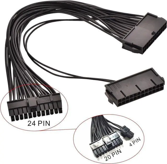 Alt view image 2 of 3 - 24 Pin Main Second Dual PSU ATX Power Supply Motherboard Adapter Cable 32 cm/12.6 In