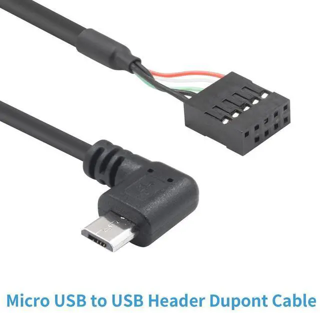 Alt view image 6 of 6 - Micro USB to Motherboard Header Cable 1.65FT/50CM, Left Angled 90 Degree Micro USB Male to 9 Pin Motherboard Female Dupont Extended Cable (2-Pack)