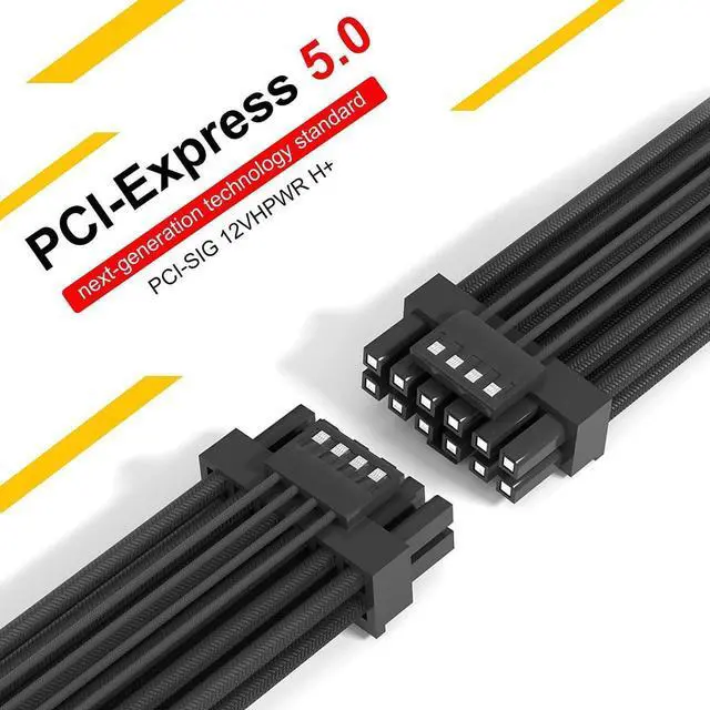 Alt view image 4 of 6 - 16Pin GPU Cable,Pcie 5.0 12VHPWR Sleeved Modular Cables,Male to Male PSU Cable,Mini 12+4 pin Adapter 600W ATX 3.0 Power Supply for RTX 3090TI and 4090 Graphic Card with Comb (Black)