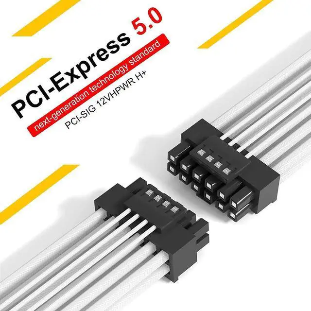 Alt view image 4 of 6 - 16Pin GPU Cable,Pcie 5.0 12VHPWR Sleeved Modular Cables,Male to Male PSU Cable,Mini 12+4 pin Adapter 600W ATX 3.0 Power Supply for RTX 3090TI and 4090 Graphic Card with Comb (White)