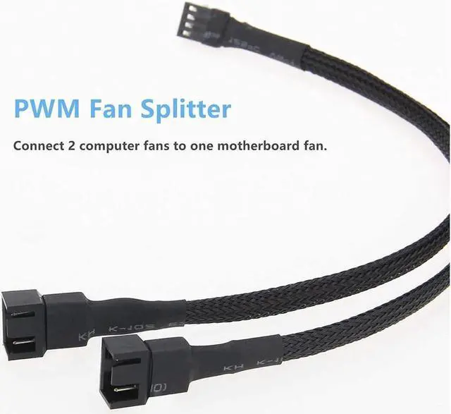 Alt view image 3 of 7 - Fan Splitter, 3 Pack 4 Pin PWM Fan Splitter Cable 2 Way Sleeved Braided Extension Power Cable 1 to 2 Converter for PC Matherboard, Desktop Computer CPU Fan 10.6 inches