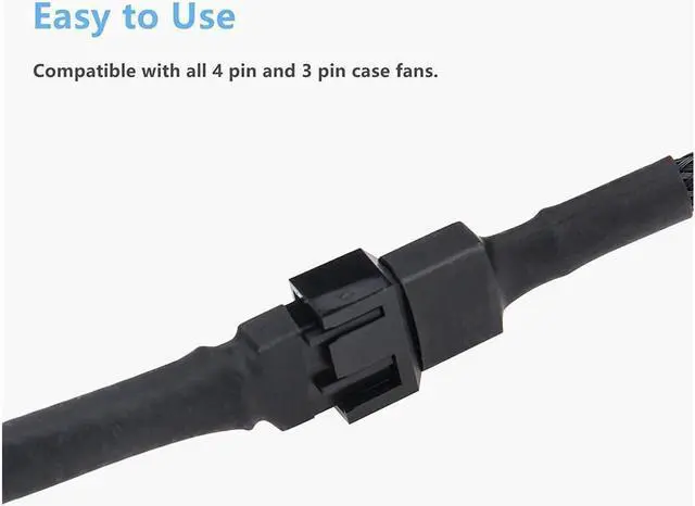 Alt view image 2 of 7 - Fan Splitter, 3 Pack 4 Pin PWM Fan Splitter Cable 2 Way Sleeved Braided Extension Power Cable 1 to 2 Converter for PC Matherboard, Desktop Computer CPU Fan 10.6 inches