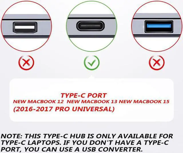 Alt view image 3 of 6 - USB Type C Hub Adapter Thunderbolt 3 7 in 1 Type-C Docking Station with 4K HDMI USB 3.0 TF SD Slot PD for MacBook Pro 2016/2017-Gary
