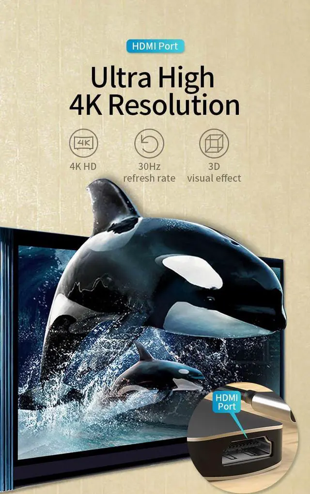 Alt view image 3 of 7 - USB C Hub, 4-in-1 Type C Adapter with 4K Mac HDMI Adapter, 2 USB 3.0/2.0, USB-C Power Delivery, Portable Splitter for Apple Mac Pro/Air and Other USB C Laptops