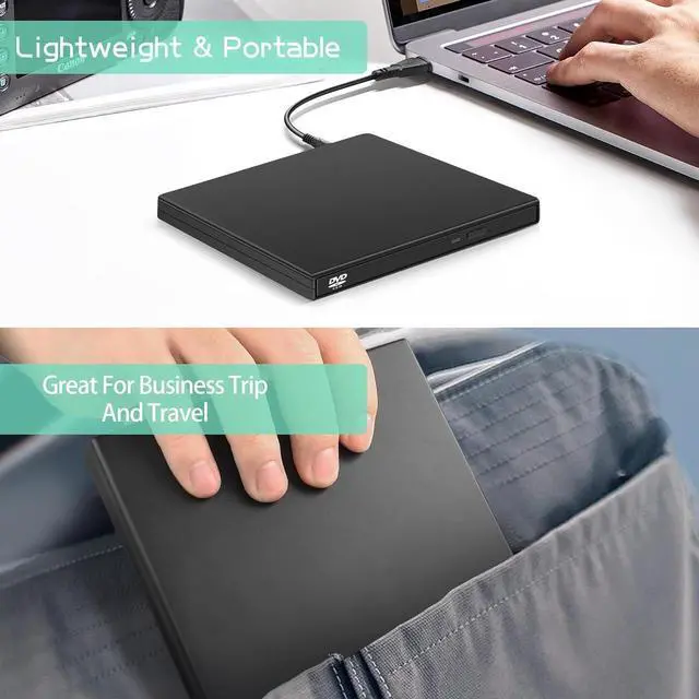 Alt view image 4 of 6 - Aomoproing  External CD DVD Drive, USB 2.0 Portable Optical Disc Drive, External CD RW Reader DVD Player for Laptop Desktop PC Mac Windows 11/10/8/7, Mac, Linux OS