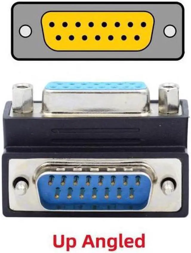 Alt view image 2 of 6 - Up 90 Degree Angled DSUB D-subminiature 15pin Male to Female Extension Adapter DB Connector