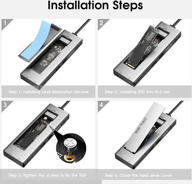 Alt view image 6 of 7 - USB C Docking Station with M.2 SSD Enclosure, 8 in 1 Multiport USB Type C HUB with 4K HDMI Video, PD 100W, TF/SD Slot, USB 3.1 Type A 10Gbps, USB-A, 10Gbps USB C for MacBook Air/Pro