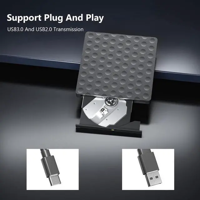 Alt view image 5 of 7 - Aomoproing  External CD DVD Drive for Laptop, USB 3.0 & Type C Portable CD DVD Drive Player Reader Writter Burner, CD/DVD Optical Drive for PC Desktop, Compatible with Windows 7 8 10 11 XP,Linux,Mac O