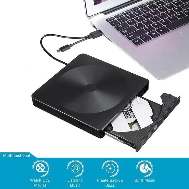 Alt view image 6 of 7 - Aomoproing  Portable USB 3.0 External DVD Drive 8X DVD+-R/RW DL Burner for Acer 5 Nitro Aspire 5 E 15 Inspire E15 Predator Helios 300 Gaming Laptop Computer, Super Super Multi 24X CD-RW Writer Black P