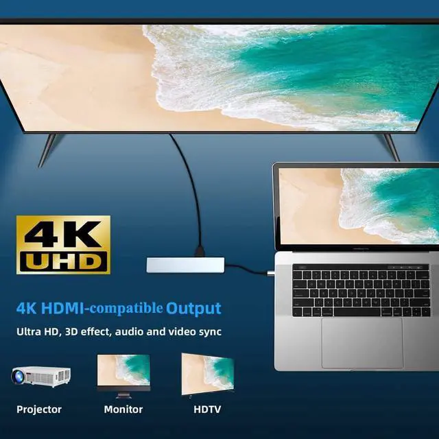 Alt view image 6 of 7 - USB C Hub 8-in-1 Type C Adapter with RJ45 Ethernet, 4K HDMI,USB3.0, USB2.0, 87W PD,USB-C Data Port and SD/TF Card Reader Docking Station Compatible with MacBook and All USB-C Laptops
