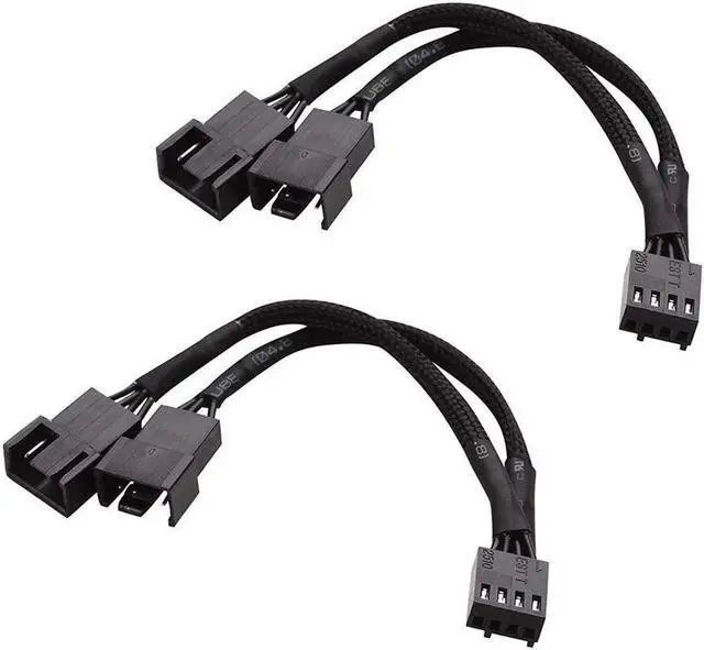 Main image of 2-Pack 2 Way 4 Pin PWM Fan Splitter Cable - 4 Inches