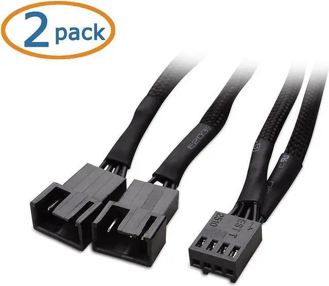 Alt view image 4 of 5 - 2-Pack 2 Way 4 Pin PWM Fan Splitter Cable - 4 Inches