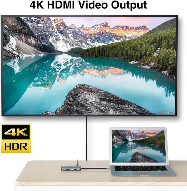 Alt view image 7 of 7 - USB C Hub, Type C Hub.  8 in 1 Adapter with 4K HDMI, Ethernet Port, 3 USB 3.0 Ports, SD/TF Card Reader, 60W Power Delivery, MacBook/Pro/Air/IMAC and Type C Windows Laptops