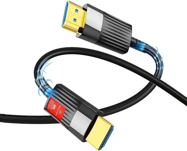Main image of 16ft - Long 8K Fiber Optic HDMI Cable, HDMI2.1 Unidirectional 48Gbps Ultra High-Speed Slim HDMI Cord 8K60Hz 4K120Hz HDR/eARC HDCP 2.2/3D Compatible for PS5 and DVD Player, Black