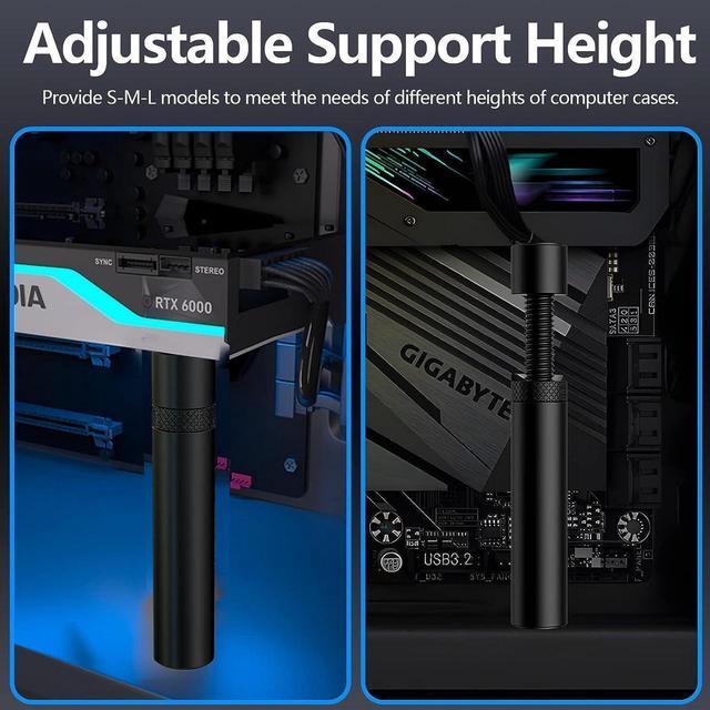 Alt view image 5 of 6 - Graphics Card GPU Support Bracket, Adjustable Height GPU Sag Stand Bracket with Magnet and Non-Slip Sheet, GPU Holder for Prevent Universal VGA Graphics Card Sag - 2.8-4.7"- L - Black