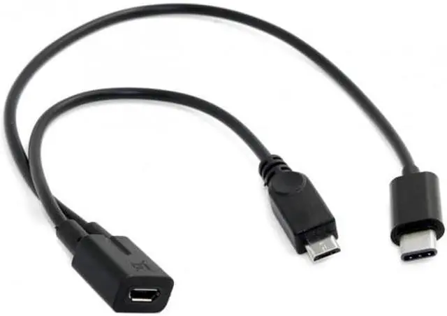 Alt view image 4 of 6 - Aomoproing  UC-004 Micro USB Female to USB-C Type C USB 3.1Micro USB Male Splitter Extension Charge Cable