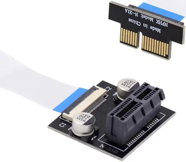Main image of Aomoproing Low Profile PCI-E Express 1X Slot Riser Card Extender Extension Ribbon Flex Relocate Cable 10cm 90 Degree Angled