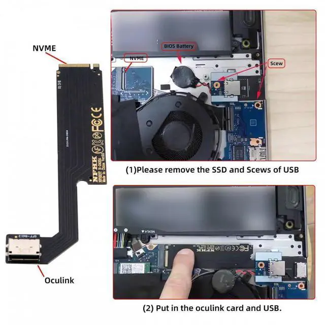 Alt view image 7 of 7 - Aomoproing PCI-E 4.0 M.2 M-key to Oculink SFF-8612 SFF-8611 Host Adapter for 2024 ThinkBook 16+ AMD8845 External Graphics Card & SSD