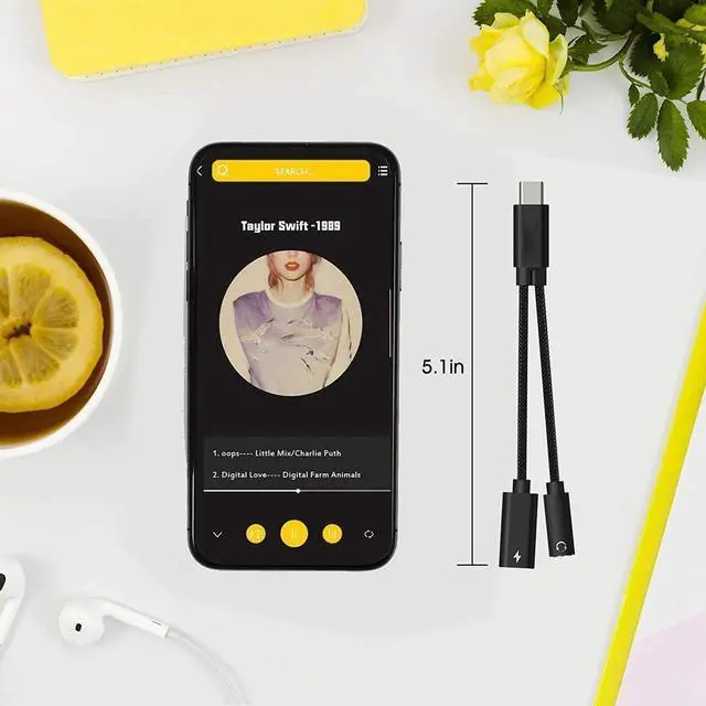 Alt view image 7 of 7 - Aomoproing    USB C to 3.5mm Headphone and 60W PD Charger Adapter, 2-in-1 USB C to AUX Mic Jack with USB C PD 60W Fast Charging for Stereo, Earphones, Compatible with Galaxy Note 20/10/S20, Pixel 2/3/