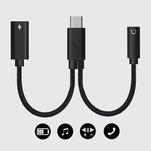 Alt view image 5 of 7 - Aomoproing    USB C to 3.5mm Headphone and 60W PD Charger Adapter, 2-in-1 USB C to AUX Mic Jack with USB C PD 60W Fast Charging for Stereo, Earphones, Compatible with Galaxy Note 20/10/S20, Pixel 2/3/