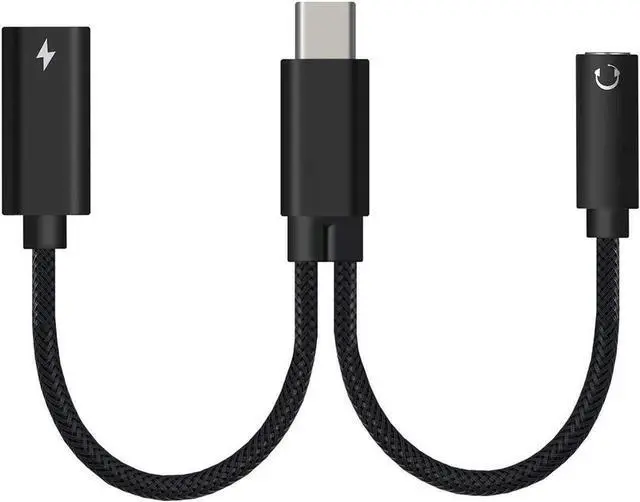 Main image of Aomoproing    USB C to 3.5mm Headphone and 60W PD Charger Adapter, 2-in-1 USB C to AUX Mic Jack with USB C PD 60W Fast Charging for Stereo, Earphones, Compatible with Galaxy Note 20/10/S20, Pixel 2/3/