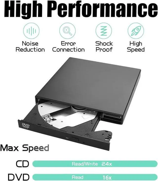 Alt view image 4 of 5 - Aomoproing          External CD DVD Drive, USB 2.0 Portable Optical Disc Drive, External CD RW Reader DVD Player for Laptop Desktop PC Mac Windows 11/10/8/7, Mac, Linux OS