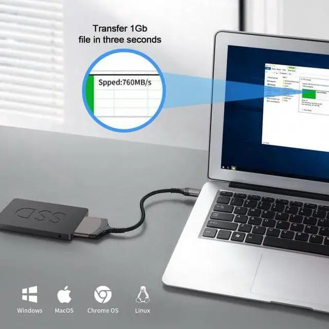Alt view image 6 of 7 - Aomoproing UC-146-SL 5Gbps USB-C Type-C to SATA 22 Pin Adapter Cable for 2.5" Hard Disk Driver SSD Laptop