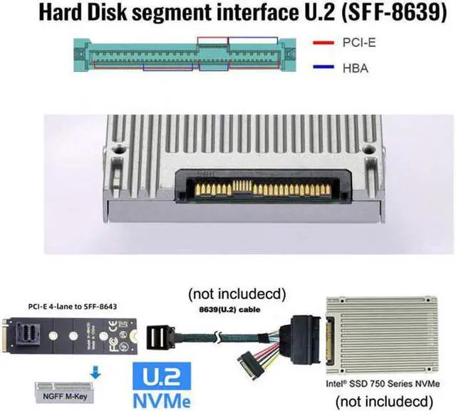 Alt view image 5 of 7 - Aomoproing  22x80mm U.2 Kit SFF-8639 NVME PCIe4.0 SSD Adapter for Mainboard SSD 750 p3600 p3700 M.2 SFF-8643 Mini SAS HD
