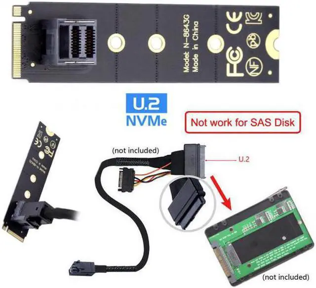 Alt view image 4 of 7 - Aomoproing  22x80mm U.2 Kit SFF-8639 NVME PCIe4.0 SSD Adapter for Mainboard SSD 750 p3600 p3700 M.2 SFF-8643 Mini SAS HD