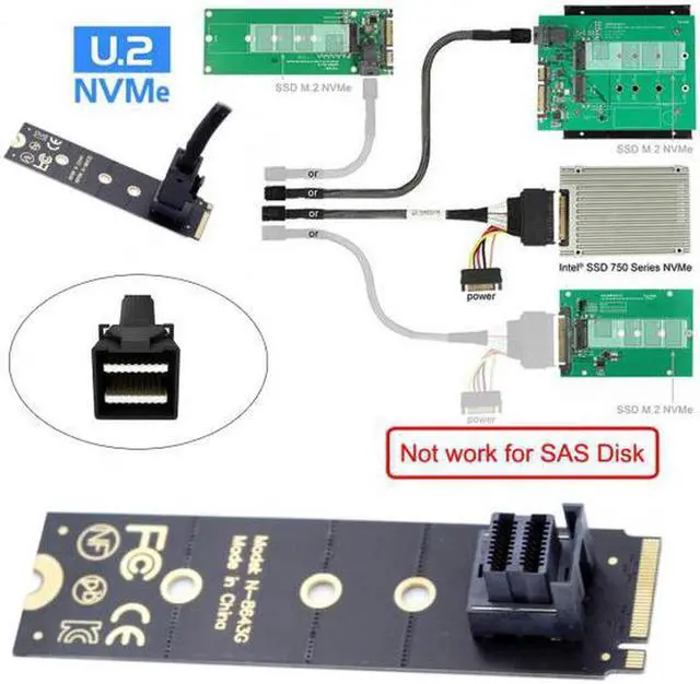 Alt view image 7 of 7 - Aomoproing  22x80mm U.2 Kit SFF-8639 NVME PCIe4.0 SSD Adapter for Mainboard SSD 750 p3600 p3700 M.2 SFF-8643 Mini SAS HD