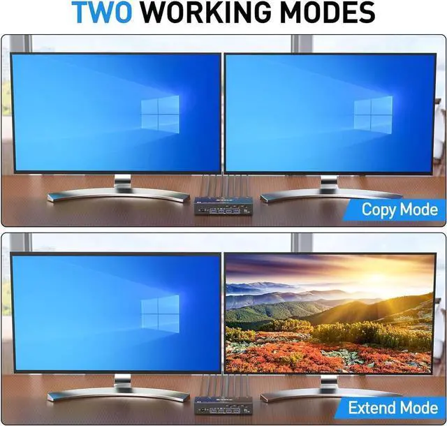 Alt view image 3 of 7 - KVM Switch 3 Computers 2 Monitors, 8K@30Hz Dual Monitors Displayport USB 3.0 KVM Switcher for 3 DP Computers Share 2 DP Monitors, Keyboard and Mouse, Wired Remote and 12V Power Adapter Included