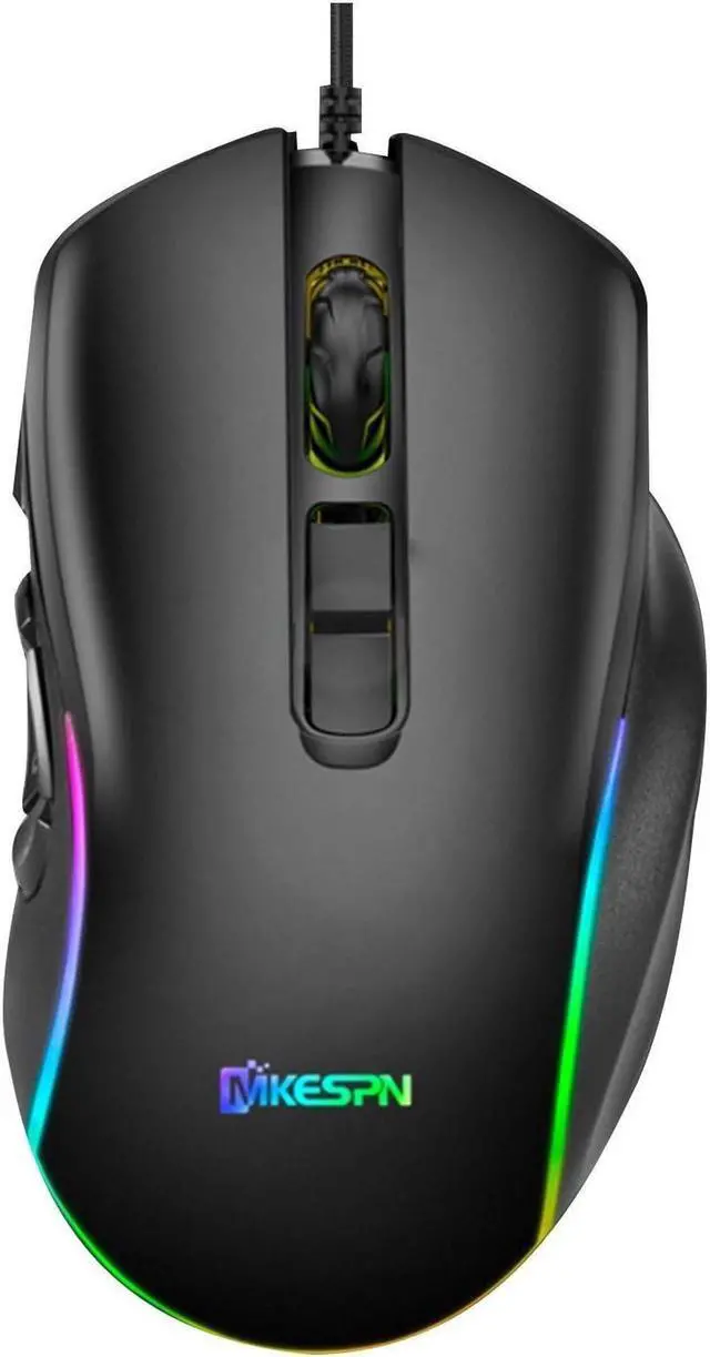 Alt view image 3 of 7 - USB Wired Gaming Mouse with 14 Colors RGB Backlit, 6400 DPI Adjustable, Gaming Mice with 10 Programmable Macro Buttons & Fire Button, PC Gaming Mouse for Windows/Mac, Black