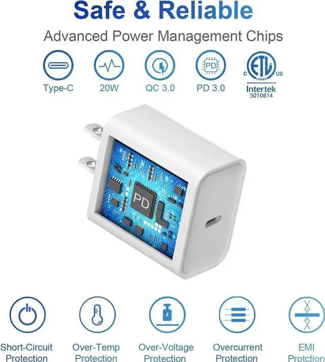 Alt view image 7 of 7 - Aomoproing    iPhone 14 13 12 11 Super Fast Charger [2Pack] cargador 20W Rapid USB C Wall Charger Block with 6FT Fast Charging Cable Compatible with iPhone 14 Pro Max/Pro/Plus/Mini/iPad