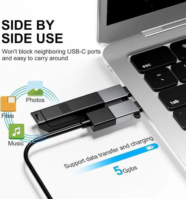 Alt view image 5 of 7 - Aomoproing         USBC to USB Adapter 8 Pack USB to USBC-C Adapter USB-C to USB Adapter USB to USBC Adapter USB to USB-C Adapter USB to C Adapter for iPhone 15 14 13 MacBook Pro iPad iMac and More(Gr