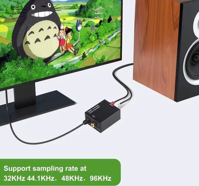 Alt view image 2 of 7 - Digital to Analog Audio Converter Digital Optical (SPDIF/Toslink) and Digital Coaxial to Analog 3.5mm AUX and RCA (L/R) Stereo Audio Converter with Fiber