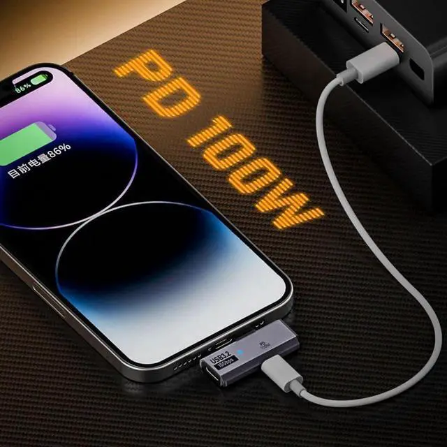 Alt view image 2 of 7 - Aomoproing      2 in 1 USB C to USB 3.2 Adapter with 100W Charging Port USB C 1 Male to 2 Female Fast Charging Data Transfer OTG Converter Adapter