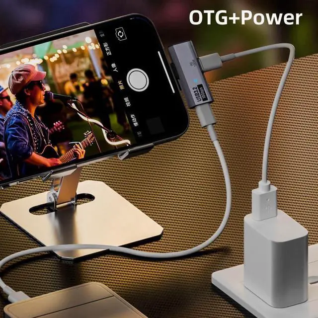 Alt view image 3 of 7 - Aomoproing      2 in 1 USB C to USB 3.2 Adapter with 100W Charging Port USB C 1 Male to 2 Female Fast Charging Data Transfer OTG Converter Adapter
