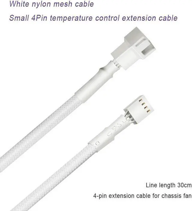 Alt view image 4 of 6 - 30CM/11.8inch Motherboard 4Pin Chassis Fan 3Pin 4Pin Fan Temperature Control Extension Cable CPU Fan Extension Cord