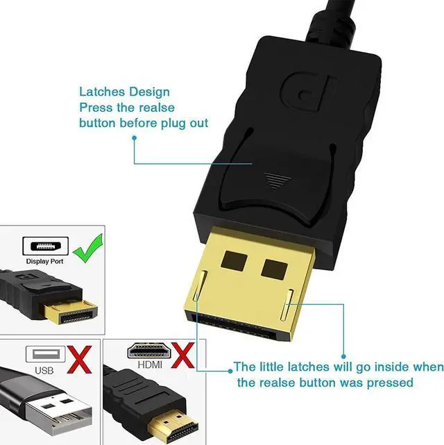 Alt view image 6 of 7 - DisplayPort to VGA Cable 1.8M, DisplayPort to VGA Adapter 6 Feet DP to VGA Cable Connects DP Port from Desktop or Laptop to Monitor or Projector with VGA Port