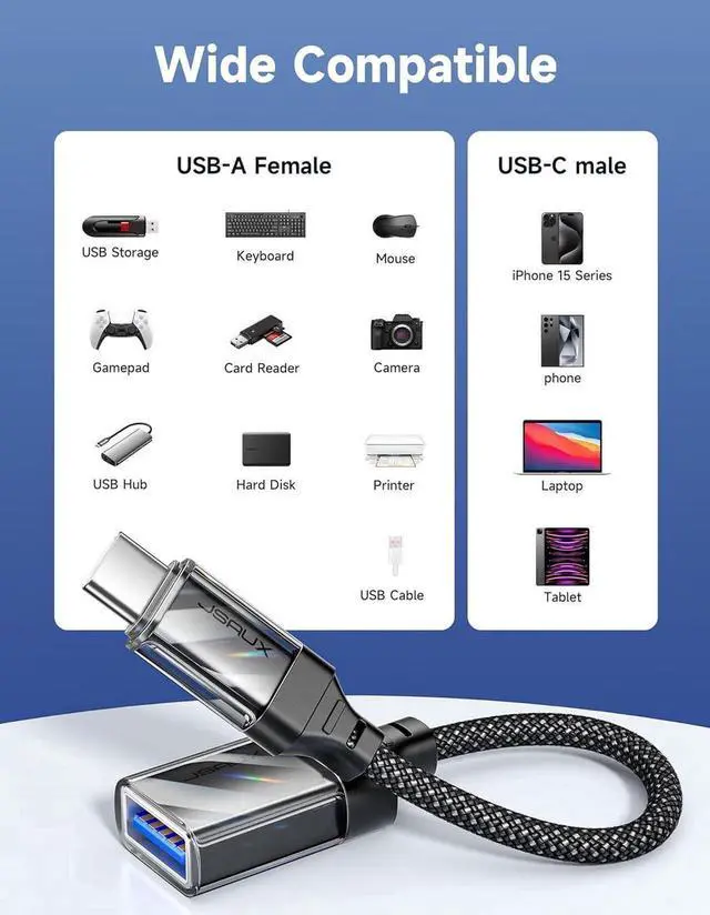 Alt view image 2 of 7 - Aomoproing    USB to USB C Adapter [2 Pack] USB C to USB 3.0 Adapter USB C OTG Adapter Compatible with MacBook Pro/Air iPhone 15 Pro Max Galaxy S24/S23/S22/S21 and More USB C Devices-Black