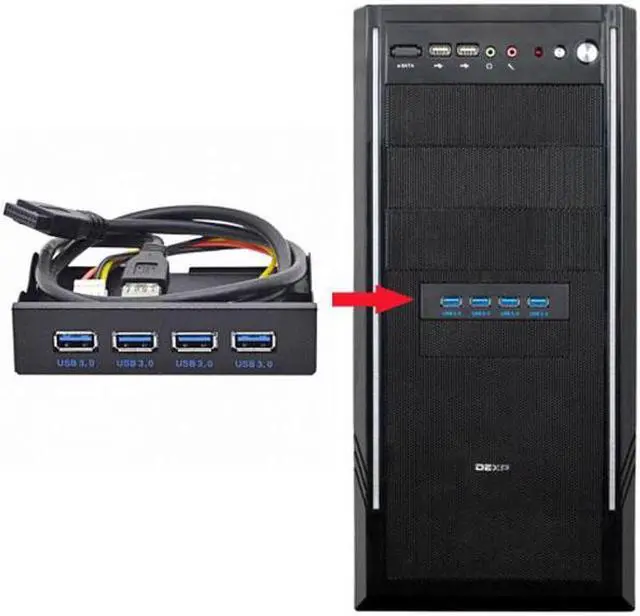Alt view image 2 of 5 - Aomoproing USB 3.0 HUB 4 Ports Front Panel to Motherboard 20Pin Connector Cable for 3.5" Floppy Bay
