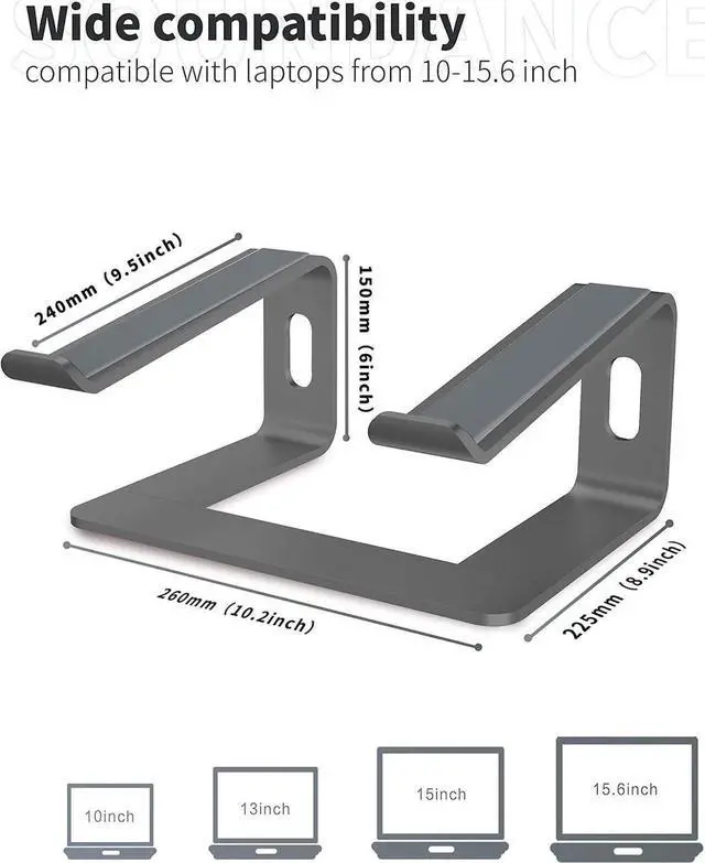 Alt view image 5 of 7 - Laptop Stand, Ergonomic Aluminum Laptop Mount Computer Stand for Desk, Detachable Laptop Riser Notebook Stand Compatible with MacBook Air Pro, Dell XPS, More 10-16" Laptops
