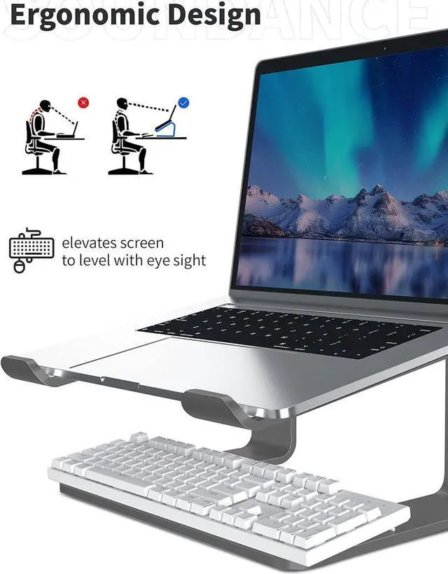 Alt view image 6 of 7 - Laptop Stand, Ergonomic Aluminum Laptop Mount Computer Stand for Desk, Detachable Laptop Riser Notebook Stand Compatible with MacBook Air Pro, Dell XPS, More 10-16" Laptops