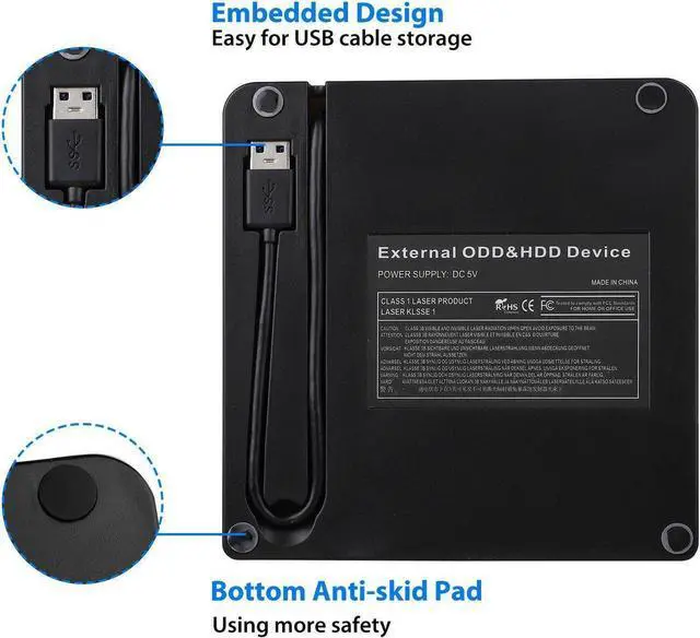 Alt view image 6 of 7 - External CD DVD Drive, Portable USB 3.0 External CD/DVD Drive Reader DVD CD RW Writer Burner Player Optical DVD Drive for Laptop, Desktop, Mac, IOS, Windows 10/8/7 / XP/ Linux/ Vista (White)