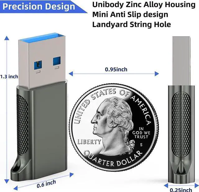 Alt view image 3 of 7 - [2 PACK] USB C Female to USB A Male Adapter 3.1 Gen 2 - True 10Gbps Type C to USB Converter Support Charging, Audio, Data Transfer USB A to USB-C Adapter