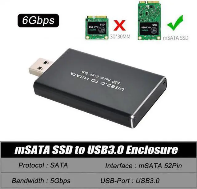 Alt view image 7 of 7 - Aomoproing Mini PCI-E mSATA to USB 3.0 External SSD PCBA Conveter Adapter Pen Driver Card with Case