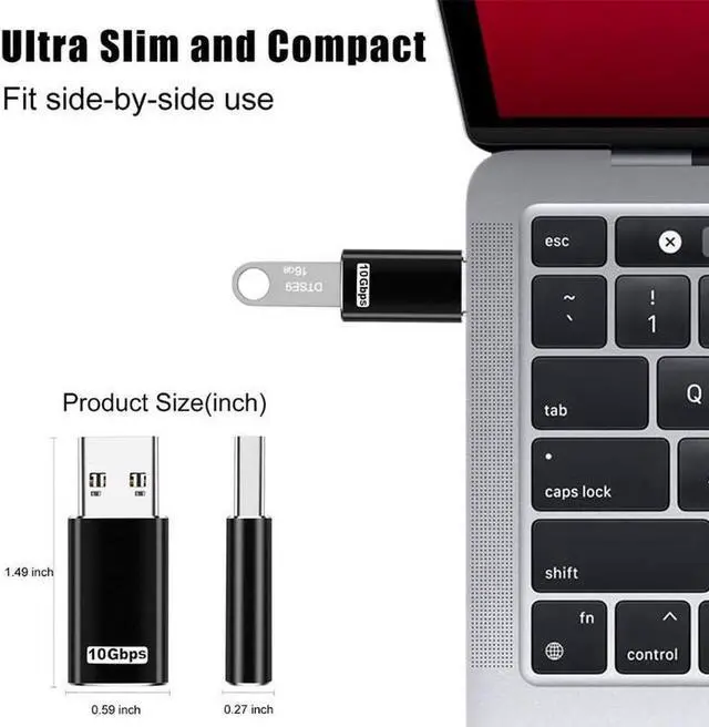 Alt view image 3 of 6 - [2 PACK] Updated USB 3.1 GEN 2 Male to Type-C Female Adapter, USB A to USB C Adapter Support Double Sides 10Gbps Charging & Data Transfer,USB A to USB C 3.1 Converter for PC, Laptop, Charger