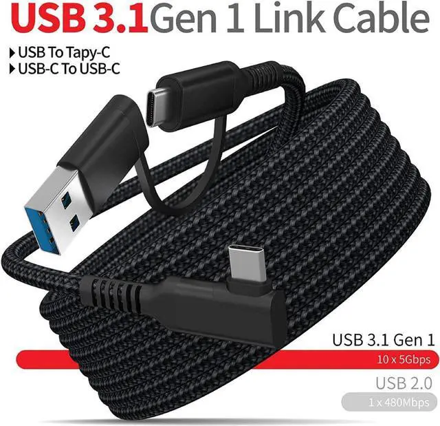 Main image of USB C & USB A (2 in 1) to USB C Link Cable 10FT/3M Compatible with Oculus/Meta Quest 2, High Speed PC Data Transfer Link Cable, Fast Charging USB 3.1 Gen2 to USB C Cable for VR Headset and Gaming PC