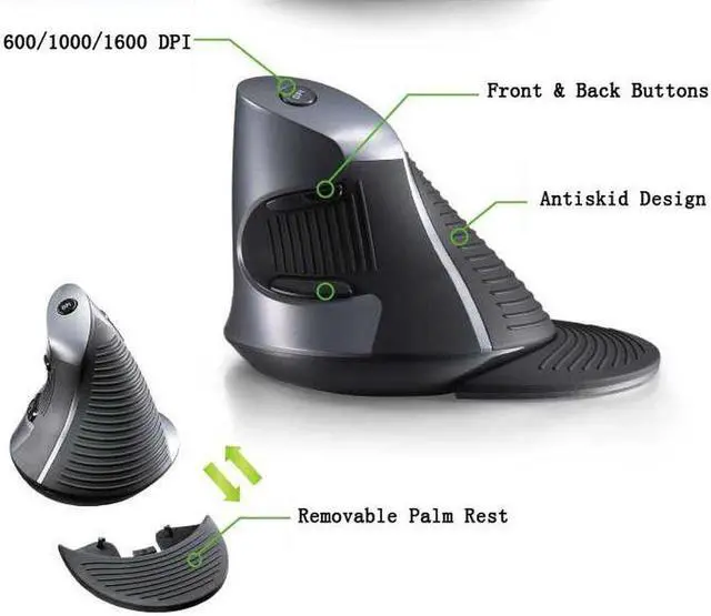 Alt view image 6 of 7 - DELUX 1200 DPI Plug & play 6 Key Human Engineering USB Delux Wired M618 Laser Ergonomic Vertical Mouse For PC Computer Laptop Ship from US about 2-7 days
