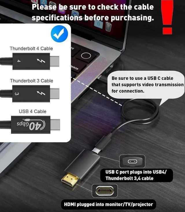 Alt view image 4 of 7 - USB C Female to HDMI Male Adapter | 4K 60Hz Uni-Directional USB Type C 3.1 Source to HDMI Monitor Converter USB C Adapter for USB4/Thunderbolt 3 4 Cable - Not HDMI to USB C